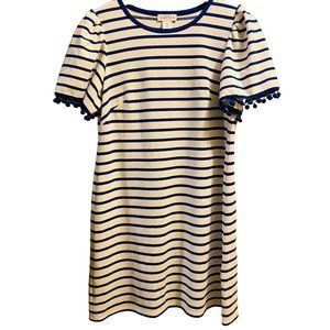 Heyton Blue & White Striped Pom Pom Short Dress 4